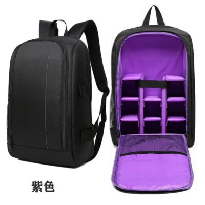 Mochila Fotográfica para Câmaras DSLR e Mirrorless, Preto e Roxo