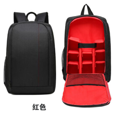 Mochila Fotográfica para Câmaras DSLR e Mirrorless, Preto e Vermelha